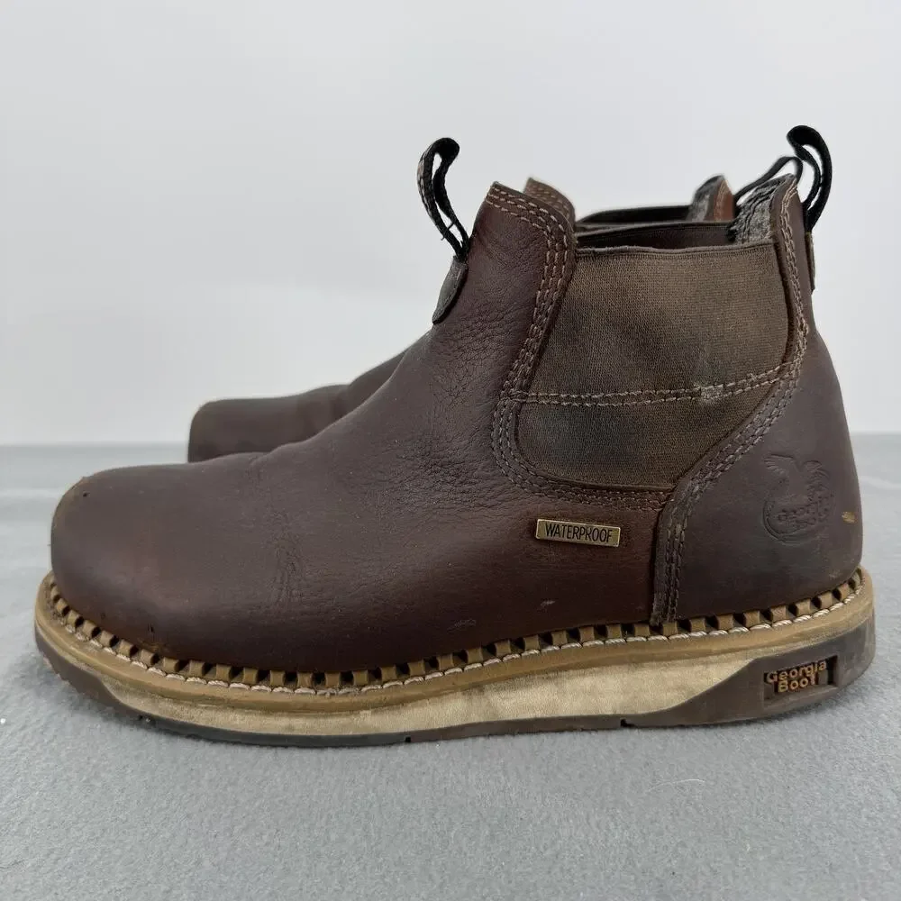 Georgia Boot AMP LT Chelsea Work Boots Mens 9.5W Steel Toe Waterproof GB00353